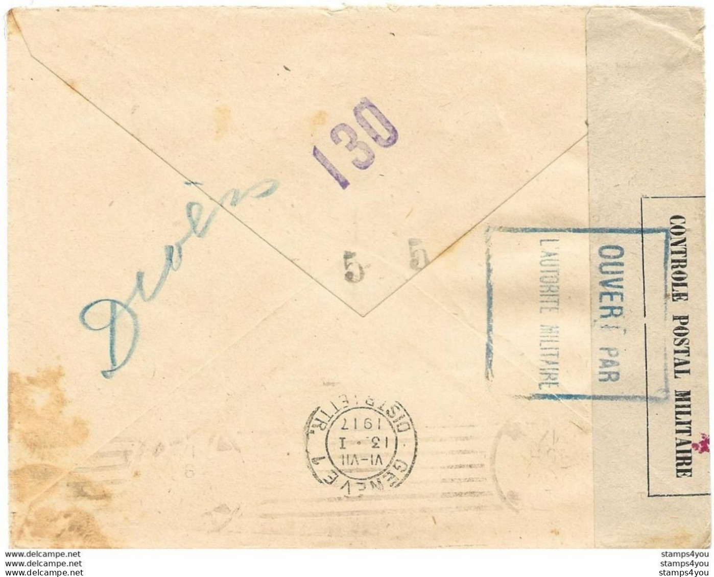 221 - 79 - Enveloppe Envoyée De Alger  à La Croix Rouge Genève 1917 - Censure - Prima Guerra Mondiale