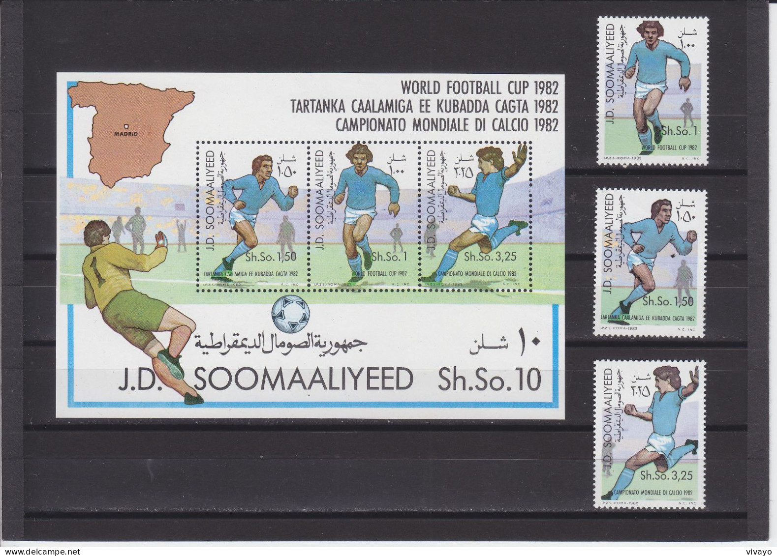 SOMALIA - SOMALIE - 1982 - ** / MNH - FOOTBALL WORLD CUP SPAIN 1982 - Mi. 315/7 + Bl. 12 - 1982 – Spain