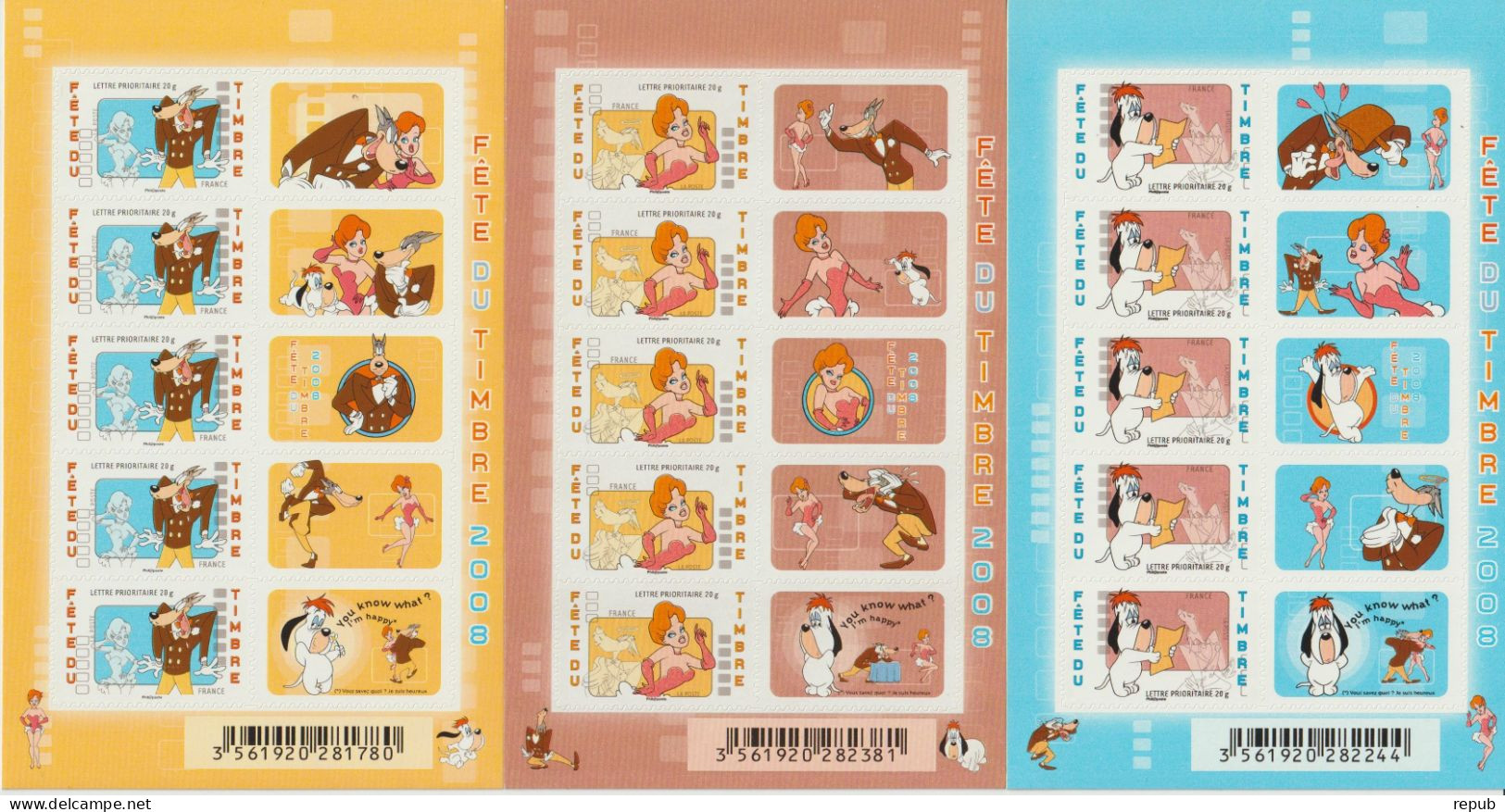 France 2008 3 Feuillets Tex Avery F160A-161A-162A ** MNH - Unused Stamps