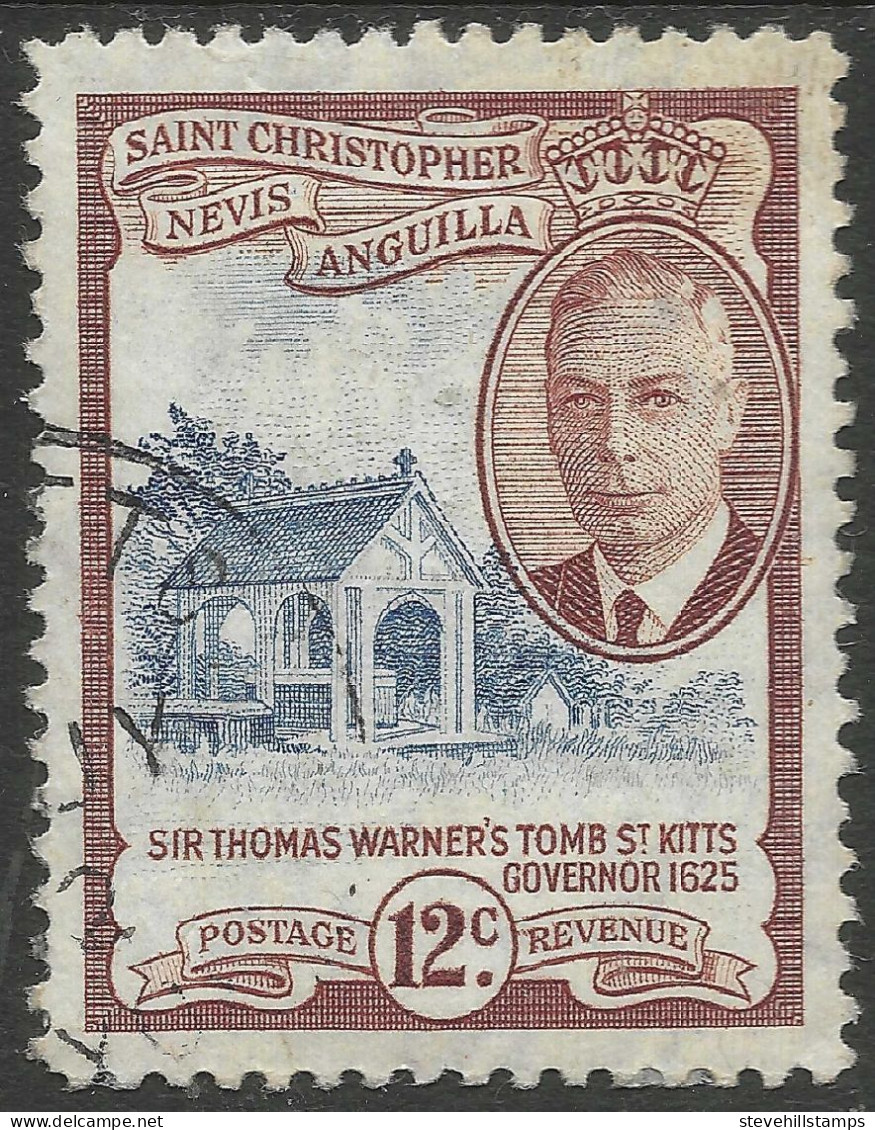 St Kitts-Nevis. 1952 KGVI. 12c Used. SG 100. M3105 - St.Christopher-Nevis-Anguilla (...-1980)
