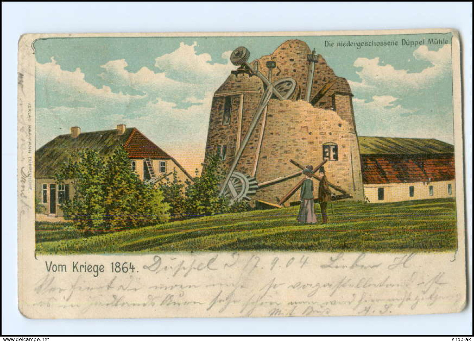 Y18748/ Die Niedergeschossene Düppel Mühle Nordschleswig Litho AK 1904 - Nordschleswig