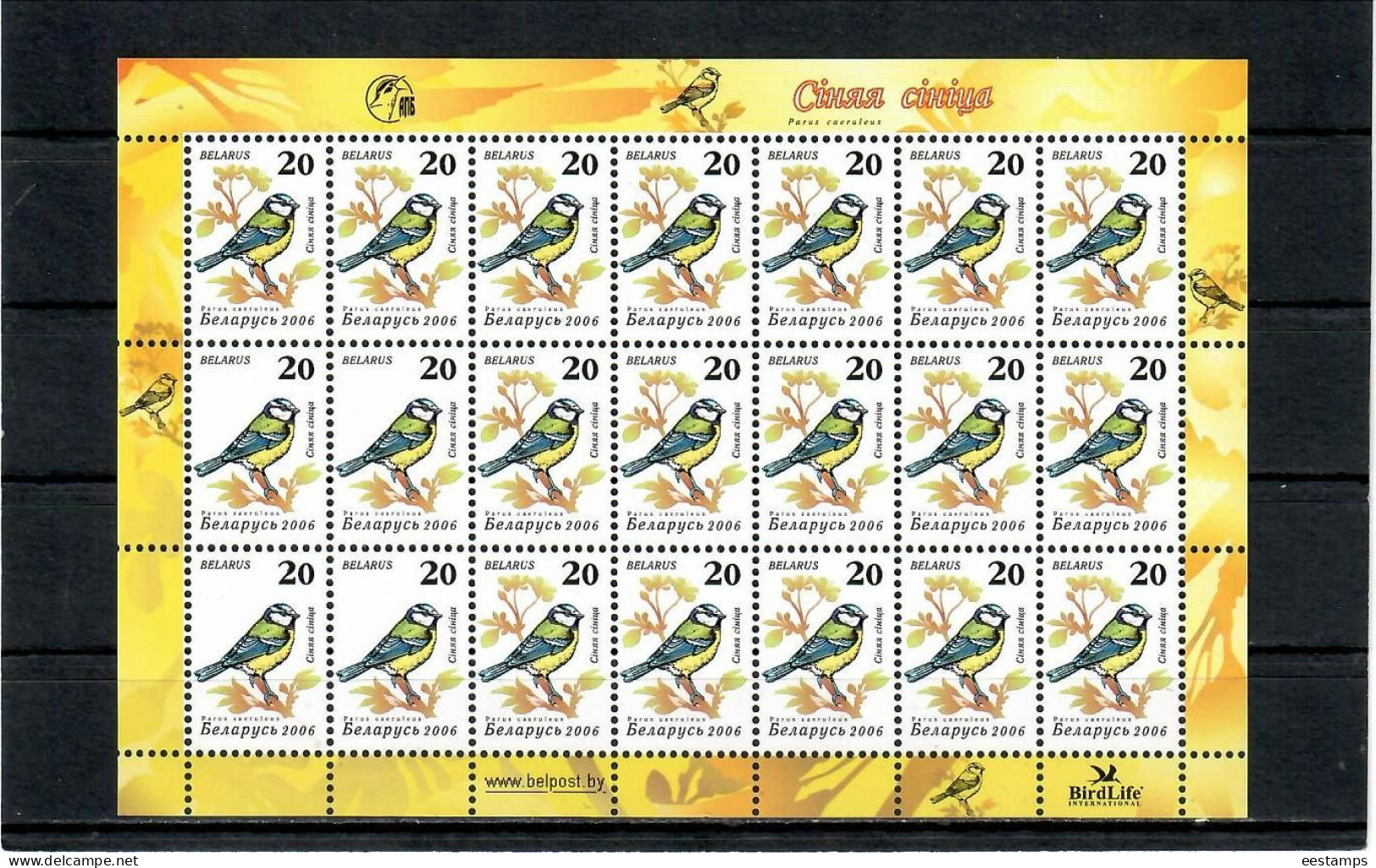 Belarus 2006 . Birds (Blue Tit ). Rare.  M/S Of 21 . Michel # 623v Bogen ( 623v I ). - Belarus