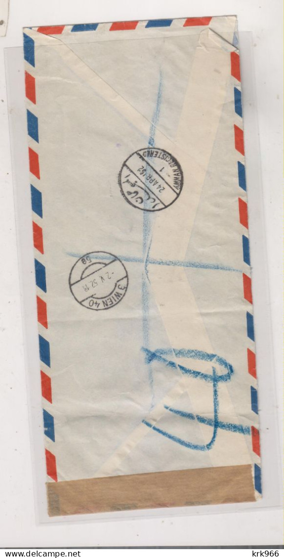 JORDAN  AMMAN  1952 Nice  Airmail  Registered Censored Cover To Austria - Jordanien