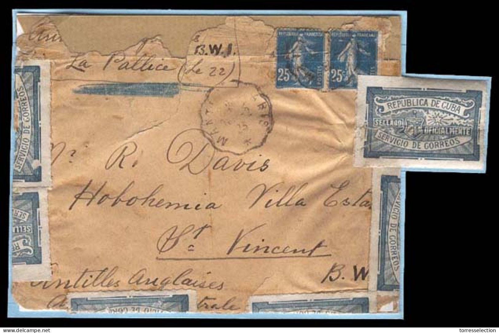 CUBA. 1923(18 Feb). Cover Posted On Train With A Rare Strike Of The Experimental T.P.P. "Mantes A Paris" Dated 18 Feb.19 - Autres & Non Classés
