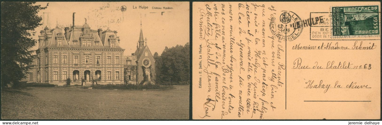 Carte Postale - La Hulpe : Chateau Nysdam + Griffe à L'origine LA HULPE - La Hulpe