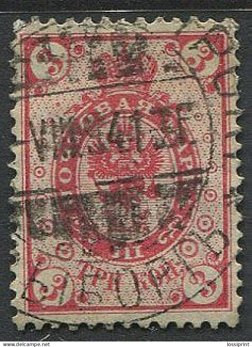 Finland:Russia:Used Stamp 3 Copicks Red, 1891 - Gebraucht