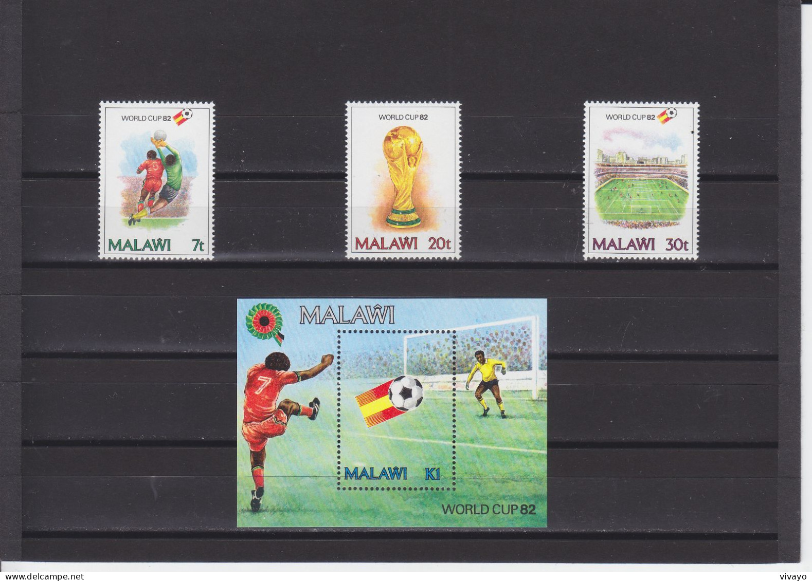 MALAWI - 1982 - ** / MNH - FOOTBALL WORLD CUP SPAIN 1982 - Mi. 380/2 + Bl. 60 - 1982 – Spain