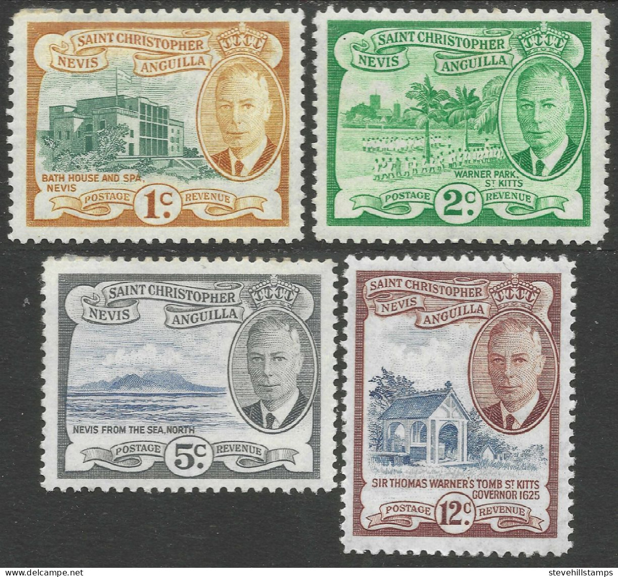 St Kitts-Nevis. 1952 KGVI. 4 MH Values To 12c (1c, 2c, 5c, 12c). SG 94etc. M3106 - St.Cristopher-Nevis & Anguilla (...-1980)