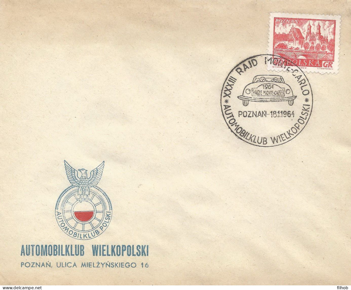 Poland Postmark (A298): D64.11.18 Poznan Sport Monte Carlo Rally Car - Stamped Stationery