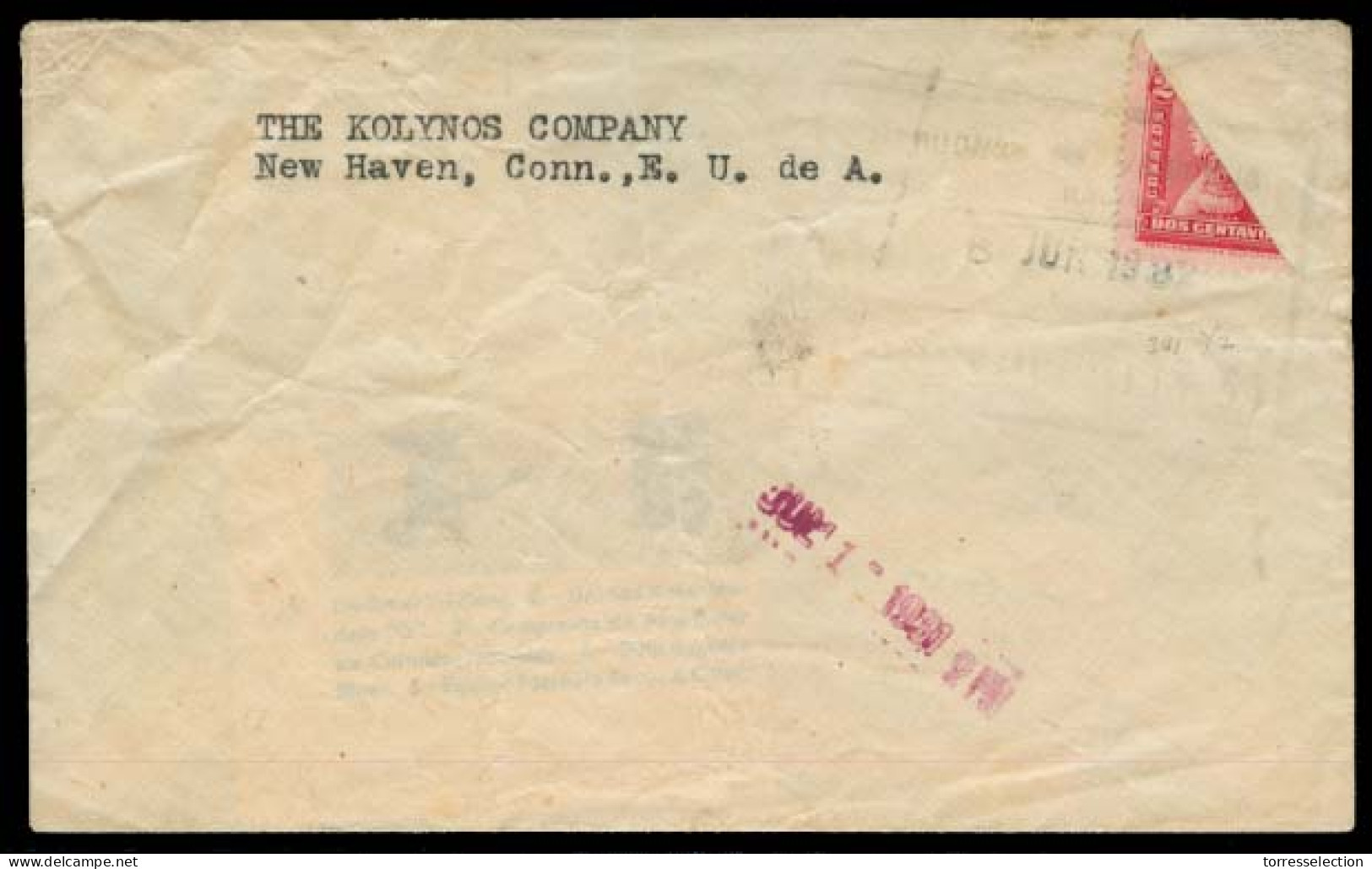 COLOMBIA. 1931. Convencion Norte De Santander - USA. Env Fkd 2c Bisected Diagonally / Boxed Ds. Fine. - Colombia