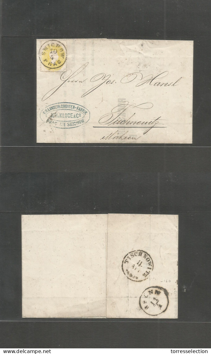 CZECHOSLOVAKIA. C. 1862 (10 April) Austrian PO. Prag Smichow - Tischnowitz. Unsealed E. Printed Illustrated Fkd 2kr, Yel - Sonstige & Ohne Zuordnung