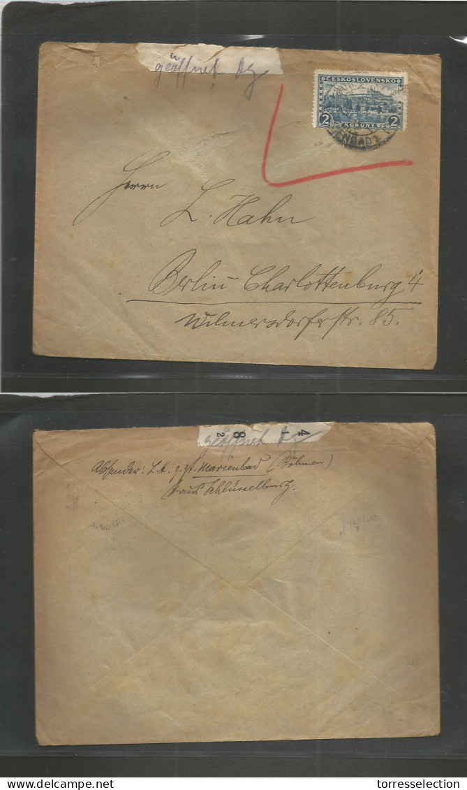 CZECHOSLOVAKIA. C. 1940-1. Prague - Germany, Berlin. 2 Korona Blue Fkd Envelope, Cancelled + Marked As "invalid" By Cens - Sonstige & Ohne Zuordnung