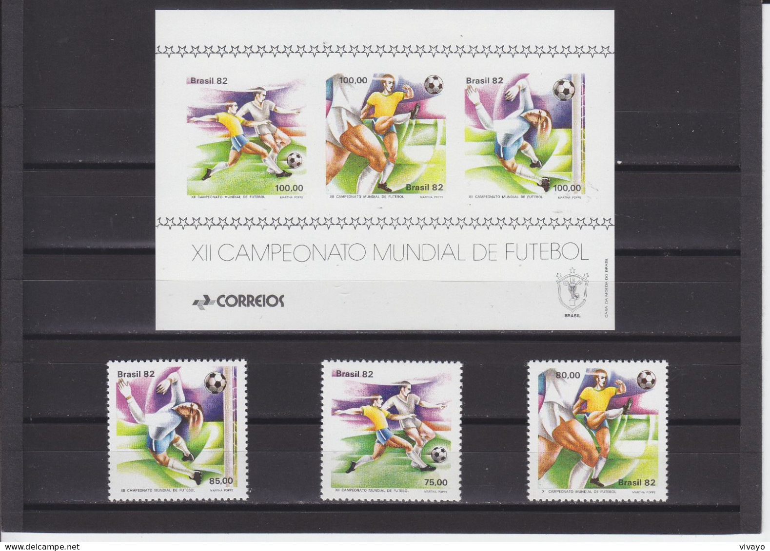 BRAZIL - BRASIL - BRESIL - 1982 - ** / MNH - FOOTBALL WORLD CUP SPAIN 1982 - Mi. 1873/5 + Bl. 48 - 1982 – Spain