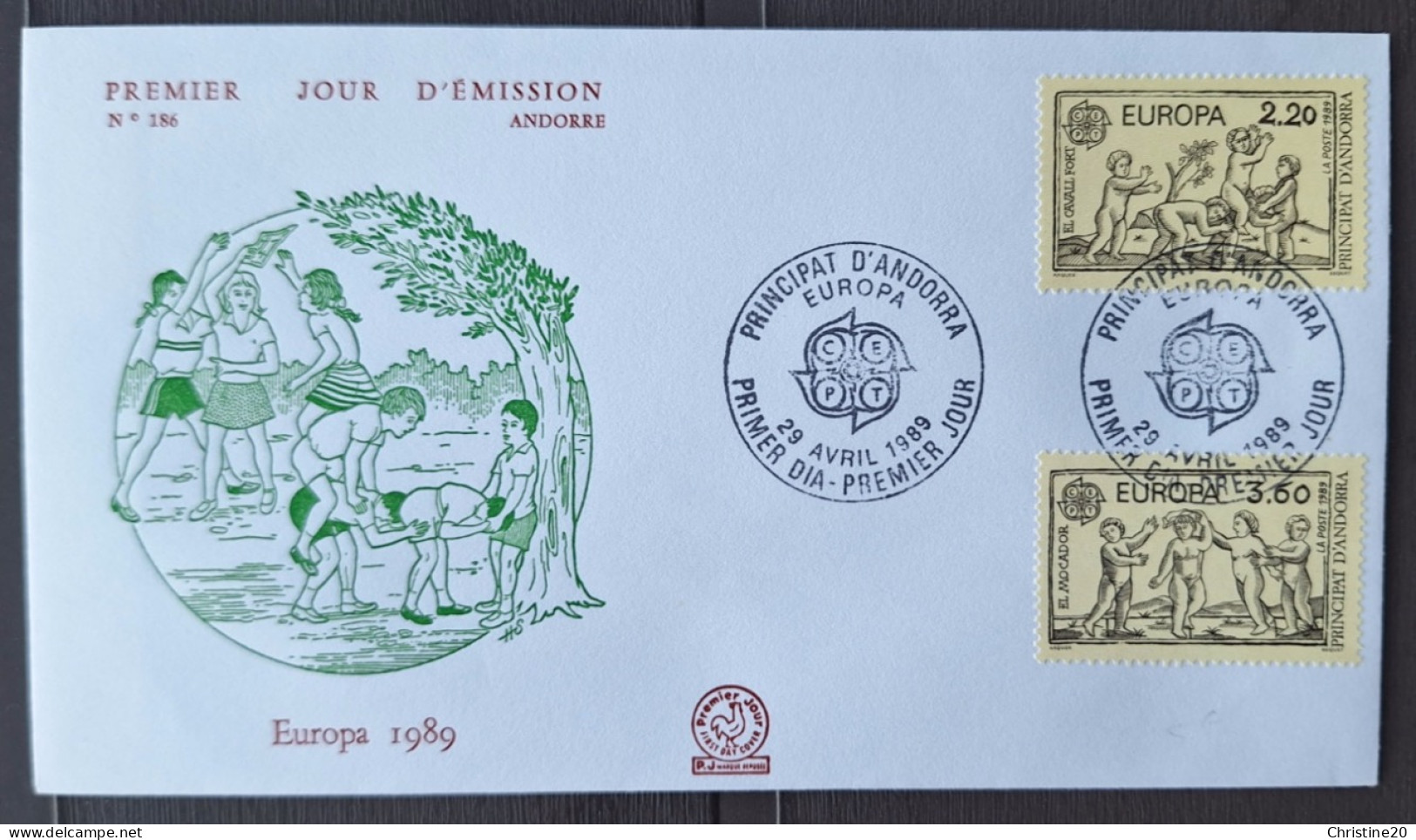 Andorre 1989 N°378/79 Ob Premier Jour Sur Lettre TB - Storia Postale