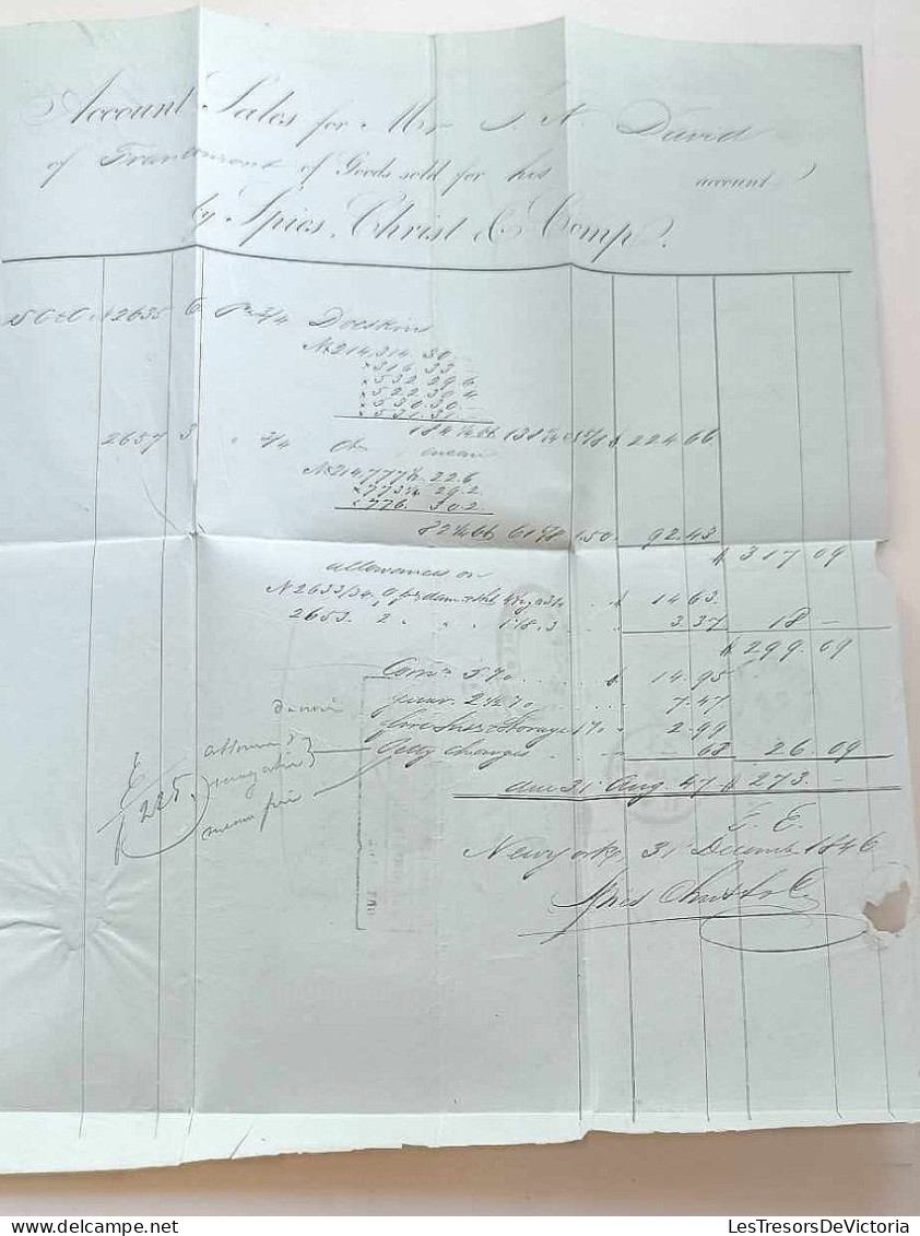 Folded Letter: New York To Francomont - Belgium  31 Decembre 1846 - De Boston 1 Janvier 1847 à Liverpool 13 Janvier 1847 - 1830-1849 (Independent Belgium)