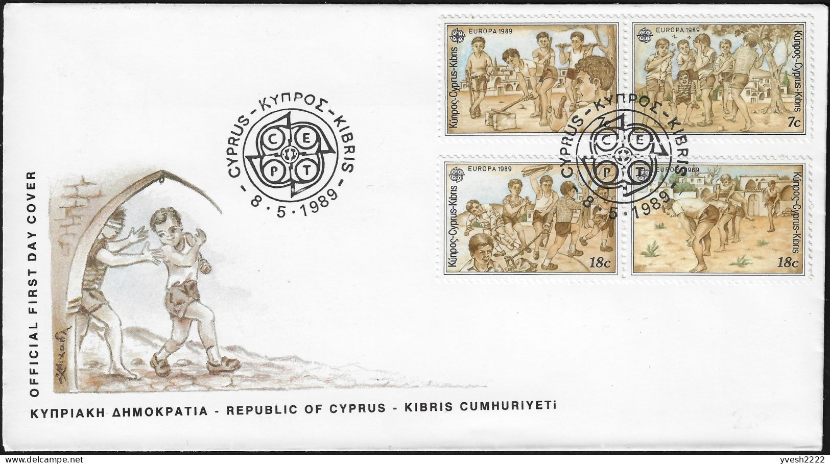 Chypre 1989 Y&T 712 à 715 Sur FDC. Europa. Jeux D'enfants - 1989