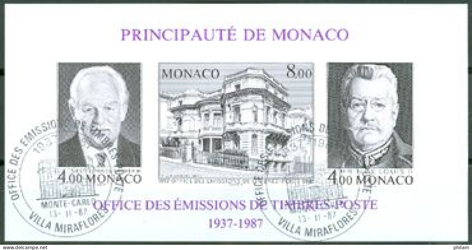 MONACO 1987 - Bloc Du Cinquantenaire De L'OETP - Non Dentelé - Rare Oblitéré - Usados