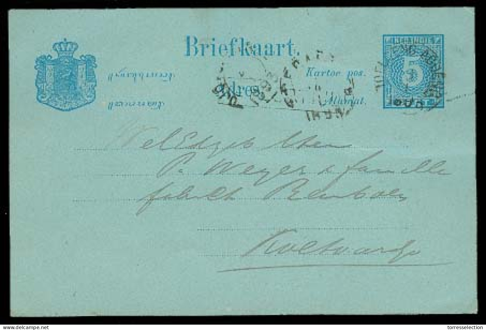 DUTCH INDIES. 1893. Toeldeng Agueng. 5c Local Stat Card Usage. F-VF. - Indonesië
