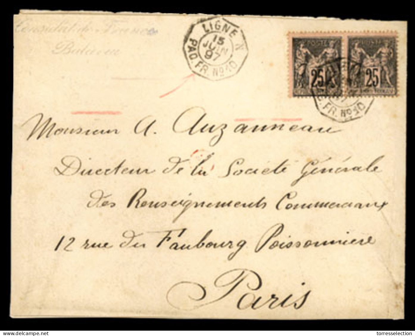 DUTCH INDIES. 1897 (15June).  Envelope Addressed To Paris By The French Consul At Batavia (Blue Mark On Upper Left Corne - Indonesië