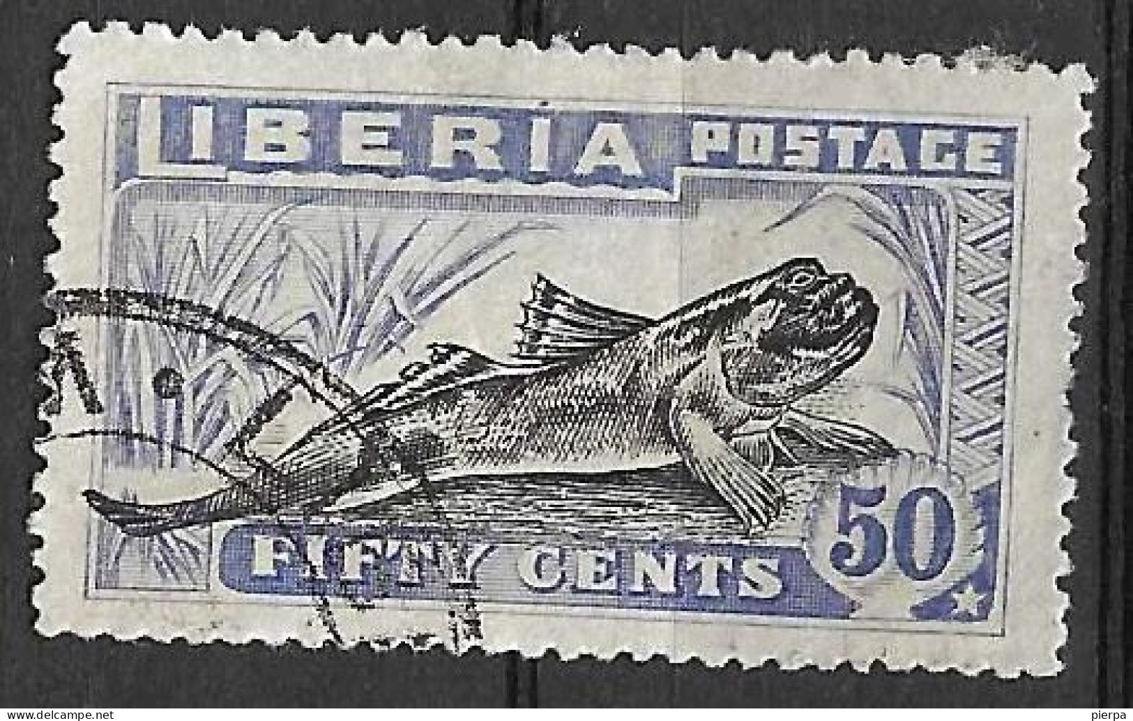 LIBERIA - 1918 - SALTAFANGO ANFIBIO (Periophthalmus Barbarus)  - 50 C.- USATO (YVERT 148 - MICHEL 161) - Liberia