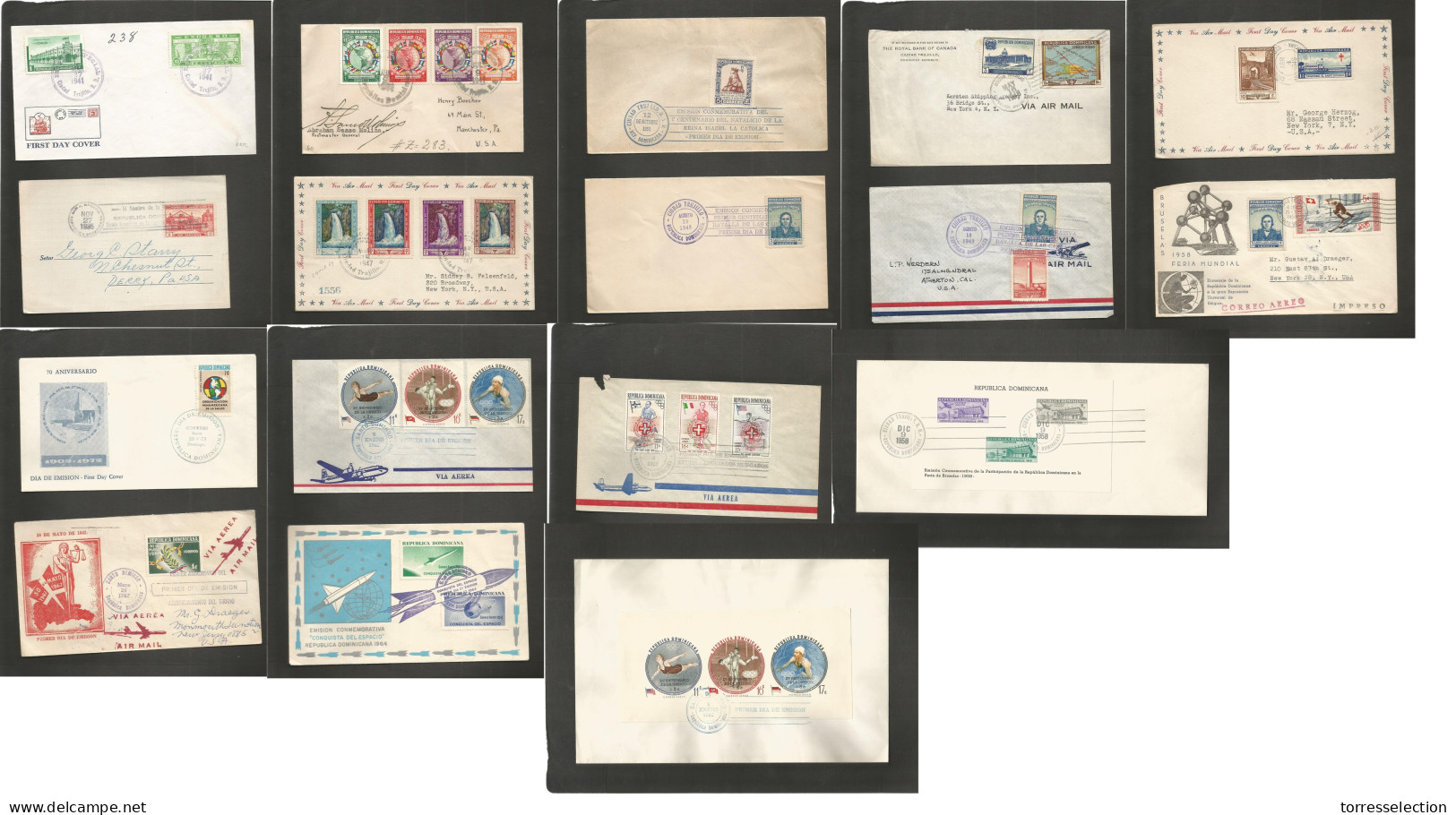 DOMINICAN REP. 1935-62. FDC + Special Cachets Selection. Incl 2 Min Sheets Used + 1941 Rare FDC. Fine Group Opportunity. - República Dominicana