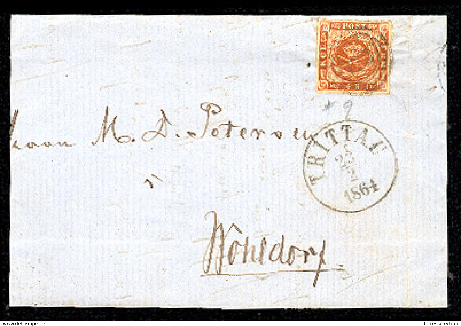 DENMARK. 1864. Trittan - Woherdorf. E. Frkd 4s Brown - Perces. VF. - Sonstige & Ohne Zuordnung
