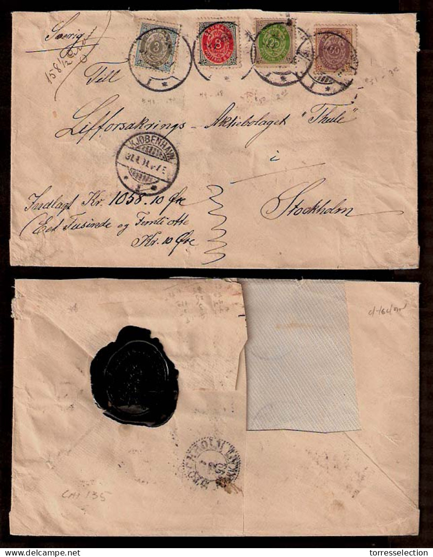 DENMARK. 1899. Kopenhaguen / Sweden. Multicolor Registered Env. - Sonstige & Ohne Zuordnung