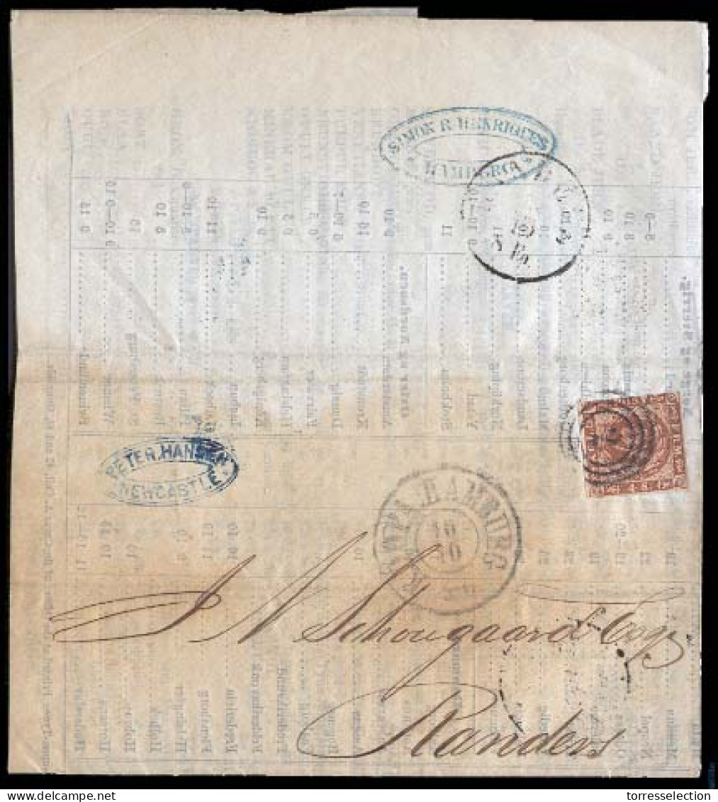 DENMARK. 1861 (4 Oct). GB-GERMANY-DENMARK. Newcastle-on-Tyne To Randers/Denmark (18 Oct). Printed Matter Forwarded To Ha - Sonstige & Ohne Zuordnung