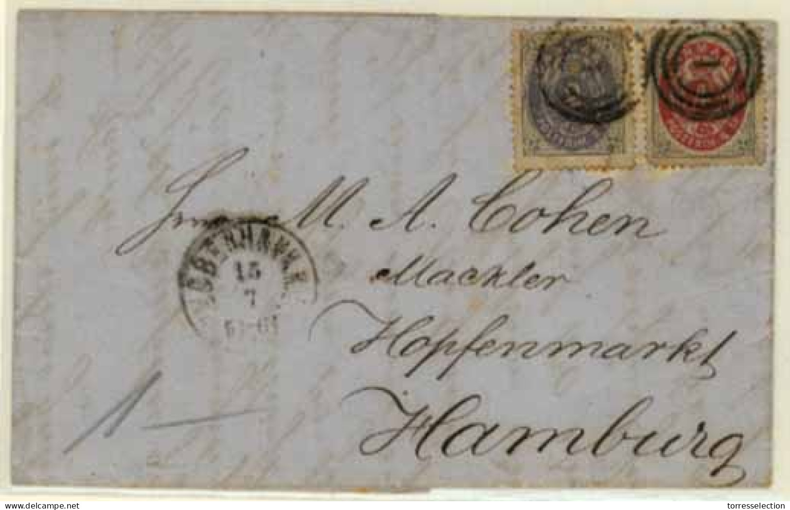 DENMARK. 1871.  16, 18.  Copenhaguen To Hamburg (Germany).  (Yvert). - Sonstige & Ohne Zuordnung