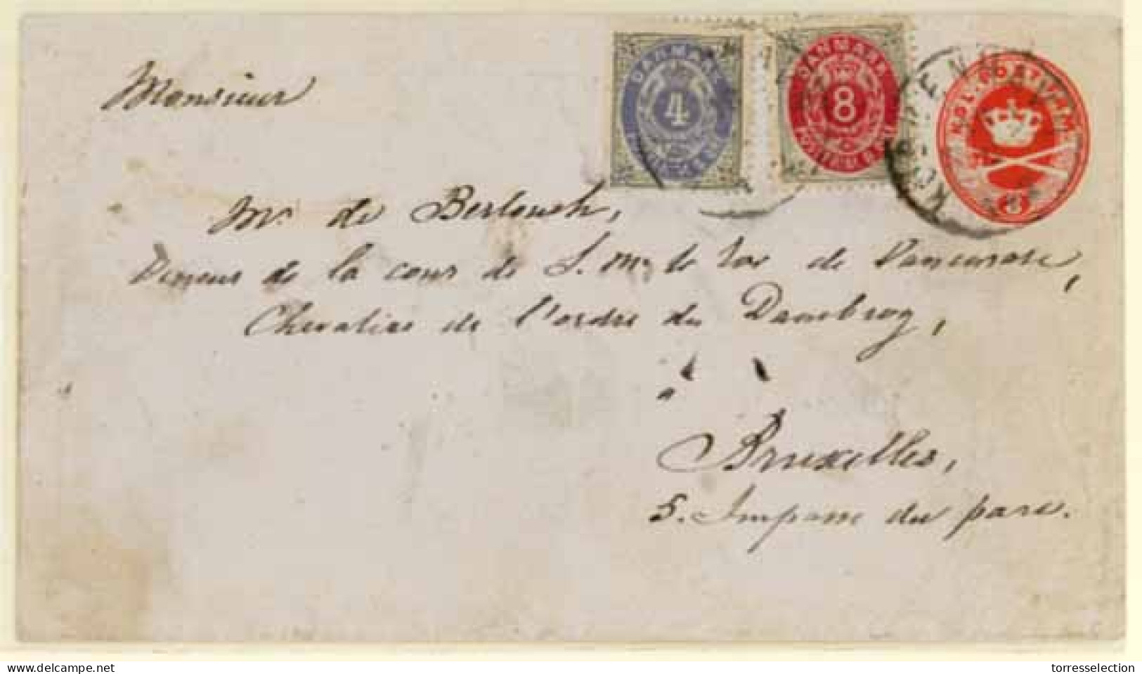 DENMARK. 1876.  23,24.  Copenhague To Brussels.  (Yvert). - Sonstige & Ohne Zuordnung