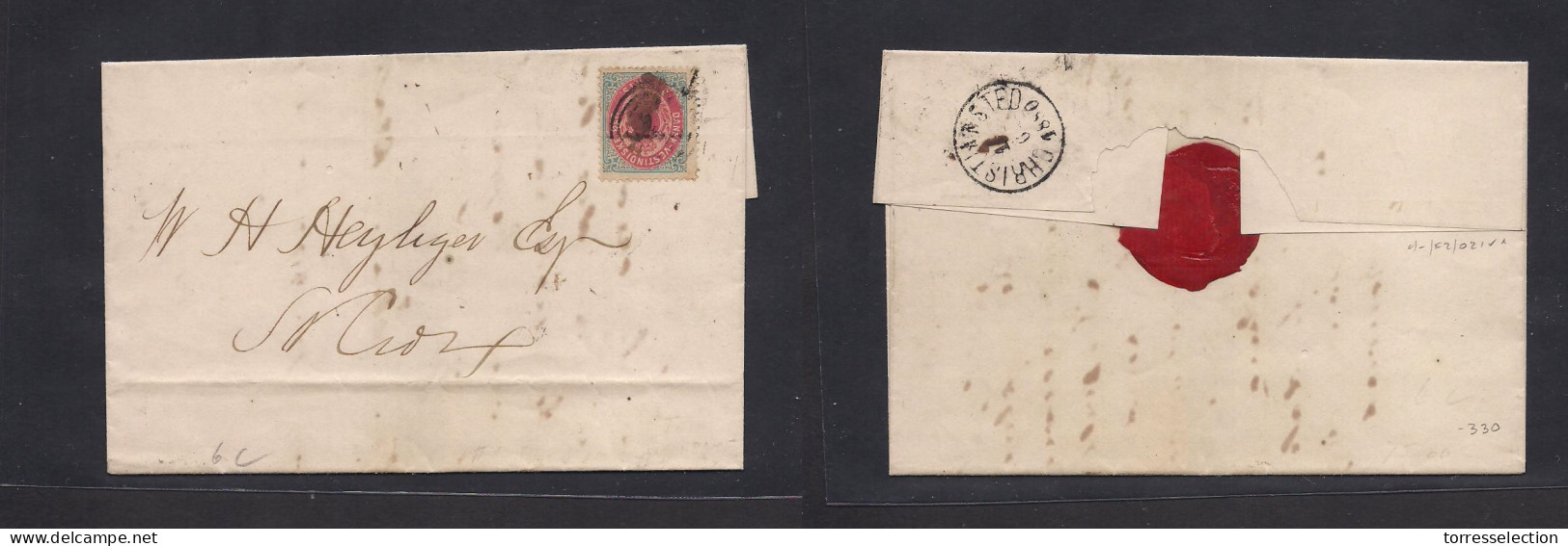 D.W.I.. 1880 (10 June) Christionsted - St. Croix. E Fkd 3c With Bicolor Perf 14x13 1/2 Tied Concentric Rings. Reverse Cd - Antilles