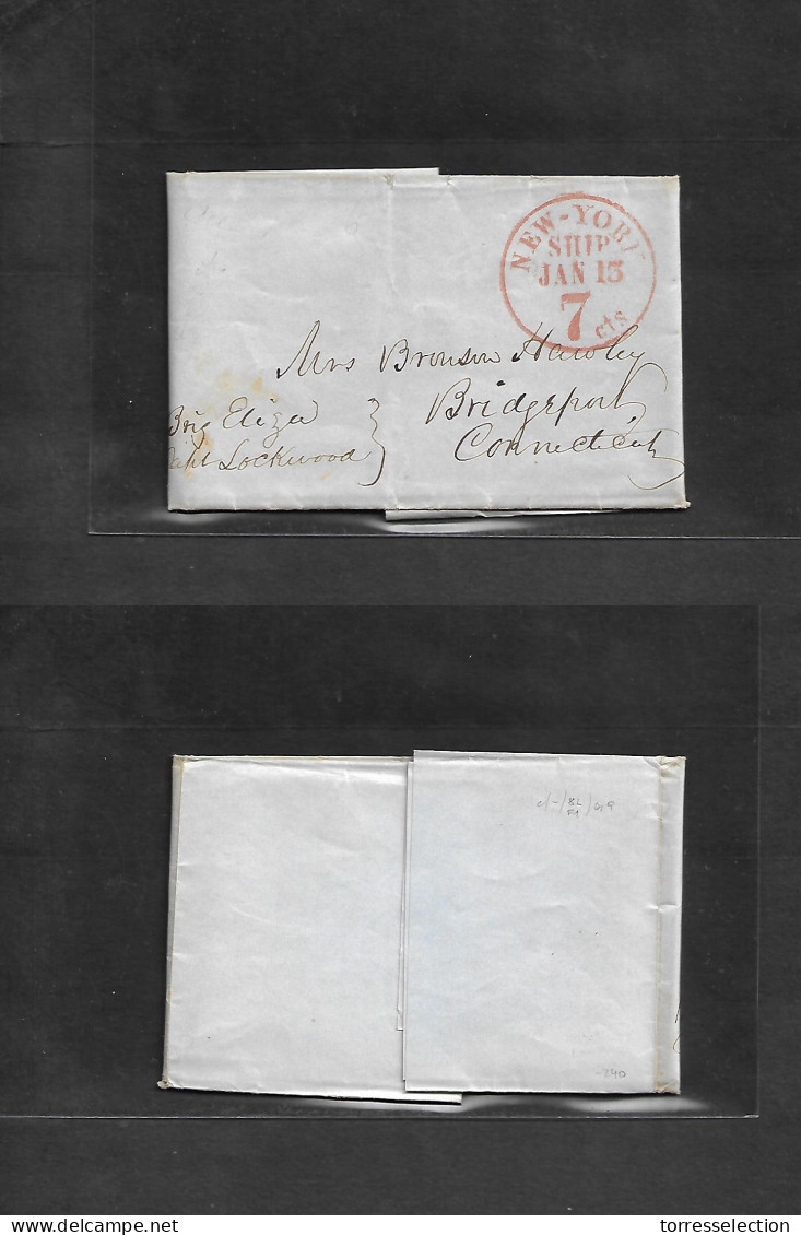 D.W.I.. 1846 (17 Dec) St. Thomas - USA, Bridgeport, CT. EL Full Text, Endorsed "Brig. Eliza / Captain Lockwood" Red "New - Antillen