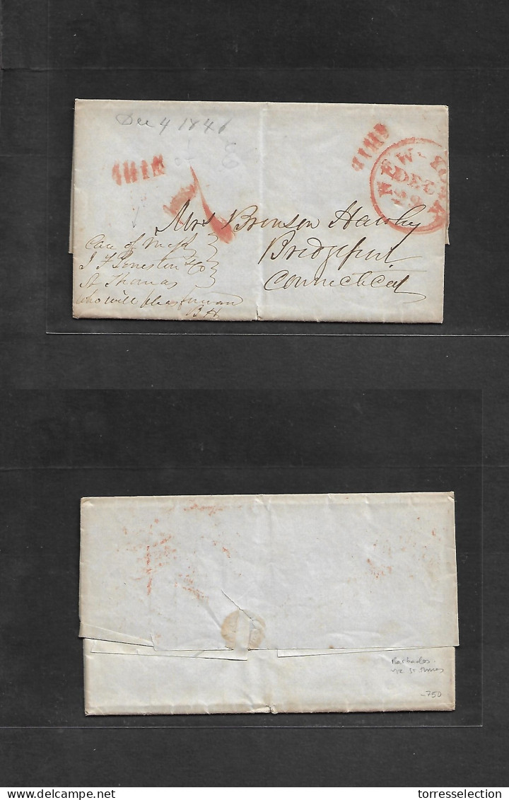 D.W.I.. 1846 (Dec 4) Barbados - USA, CT, Bridgeport. EL Full Text, Endorsed On Front "Care Of Me LF Peneston Co" VF + Be - West Indies