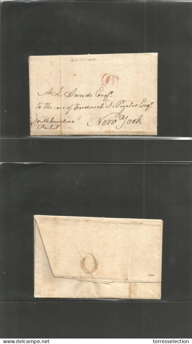 D.W.I.. 1827 (28 April) St. Croix, DWI - USA, NYC. EL Full Text, Via Rare "South Carolina Packet" (later Confederate US  - Antillen