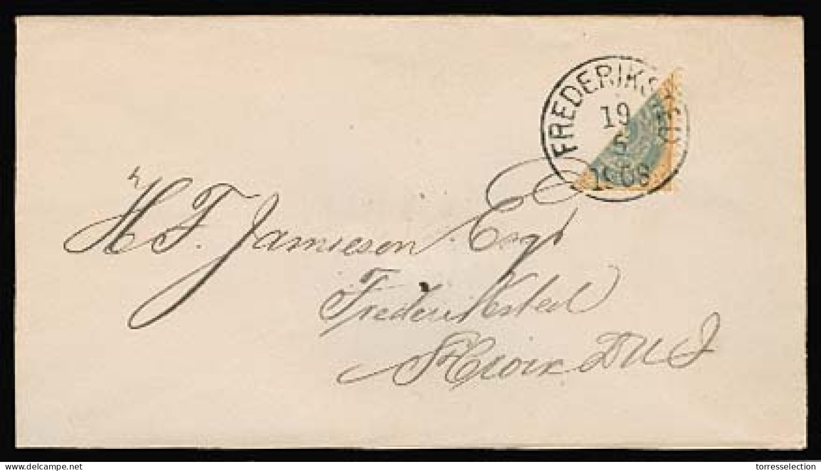 D.W.I.. 1908. Frederikstad Local Lower Right Bisected 4c Usage. - Antilles