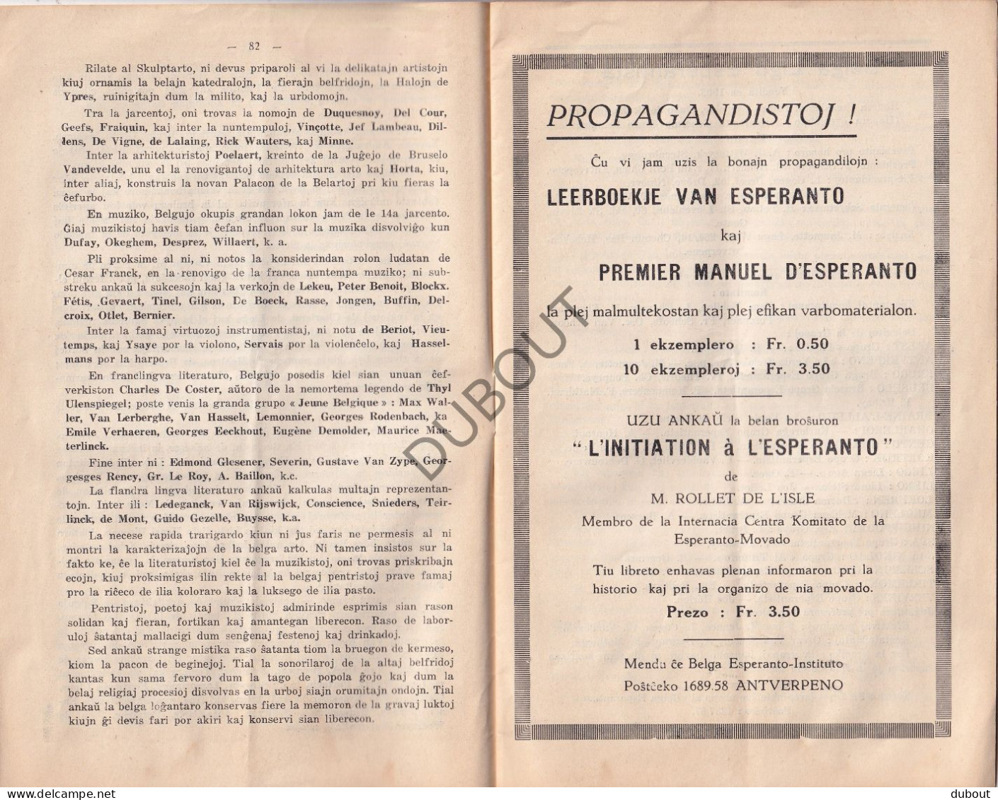 Esperanto België - Belga Esperantisto Mei 1929  (V3036) - Cultural