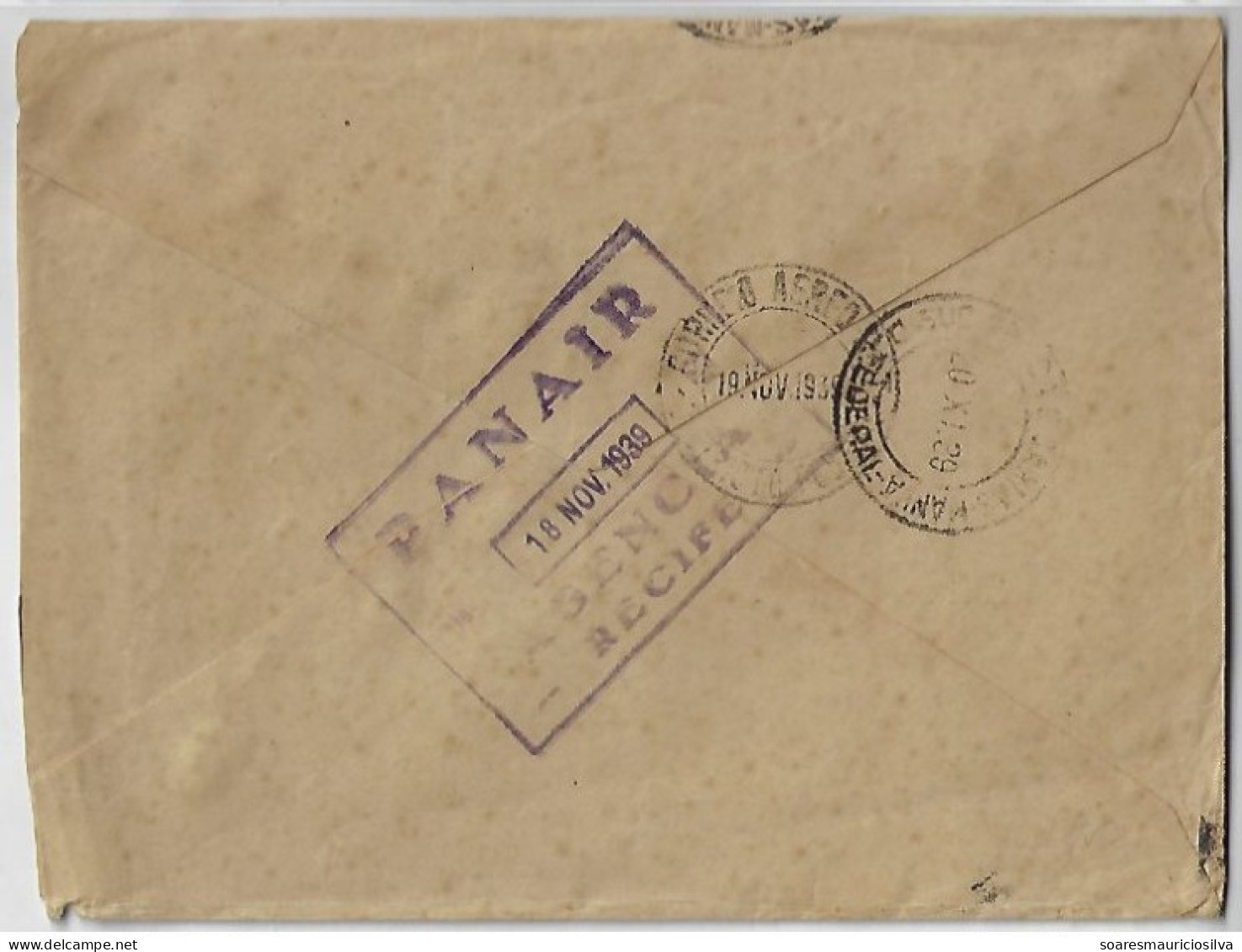 Brazil 1939 Airmail Cover Sent From Recife To Rio De Janeiro 8 Definitive Stamp Totaling 6,000 Réis Cancel Panair - Luchtpost (private Maatschappijen)