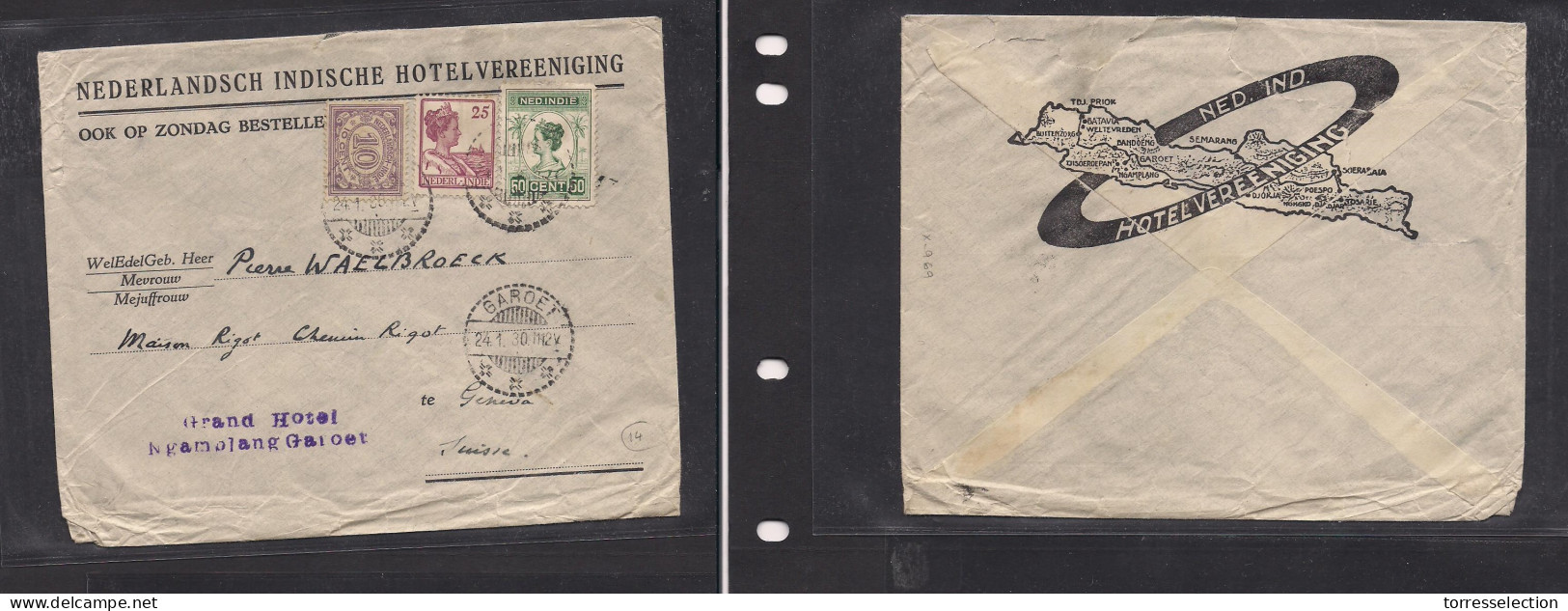 DUTCH INDIES. Dutch Indies - Cover - 1930 Garoet To Switz Geneva Mult Fkd Env Mixed Issues. Easy Deal. - Indonesië