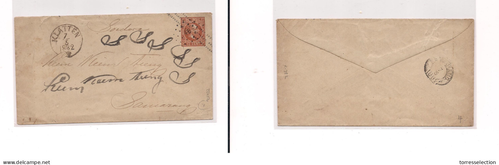 DUTCH INDIES. Dutch Indies - Cover - 1882 Klatten To Samarang Stat Ovpted Env. Easy Deal. - Indonesia