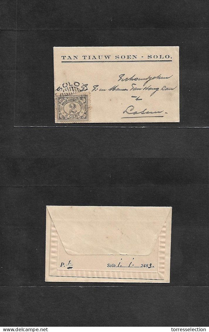 DUTCH INDIES. 1932 (8 Feb) Solo - Lasum. Unsealed Fkd As Pm Small Size Envelope With Contains. Fine +. - Indonesia