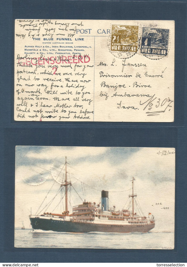 DUTCH INDIES. 1941 (2 March) Baniowangi - Banjoe - Biroe, Amharawen. Adressed To Mrs. L. Jansen / POW Mail Fkd Card And  - Indonesië