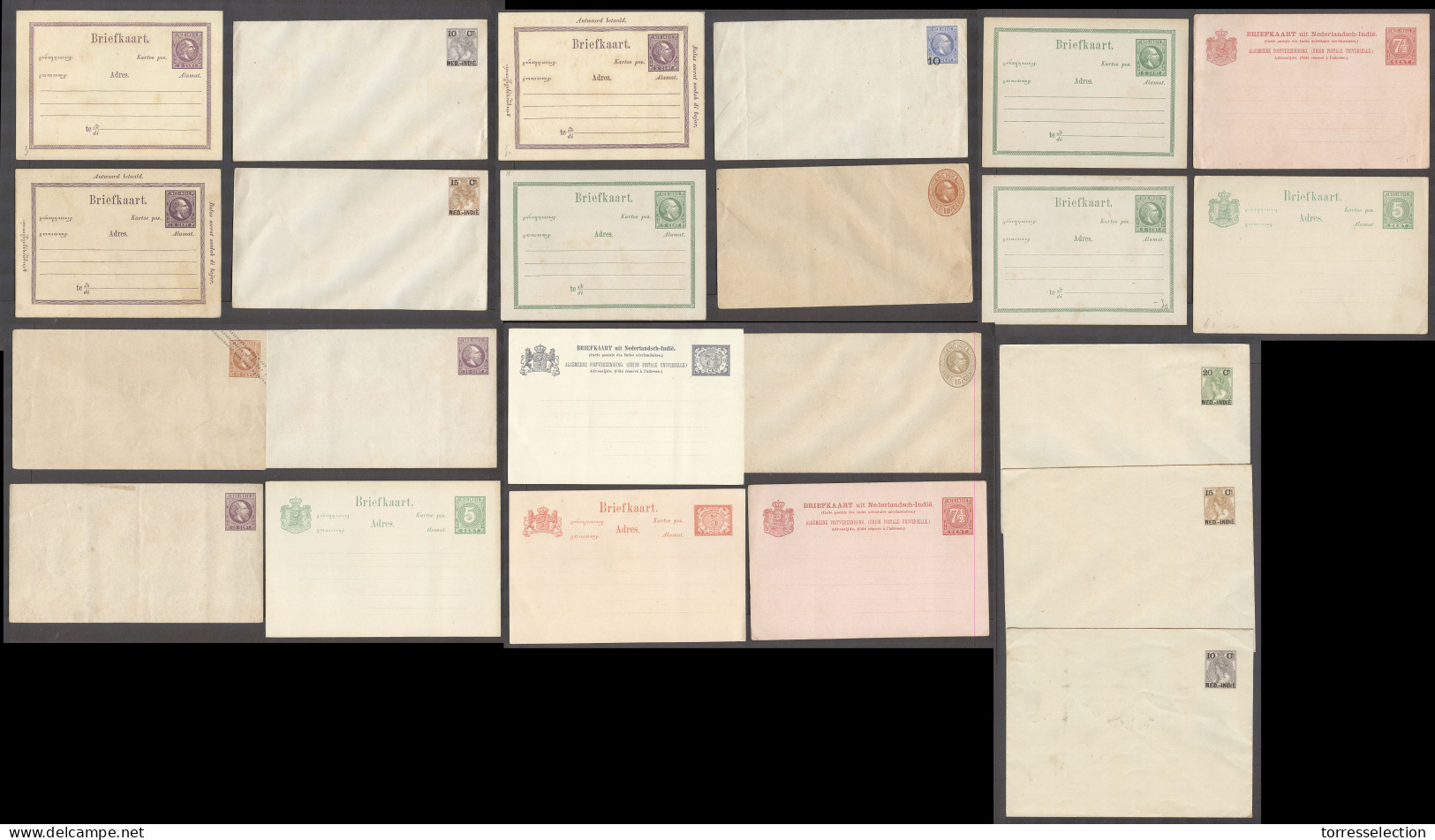 DUTCH INDIES. C.1882-1920's. Selection Of 23 Diff Nice Mint Stat Cards Doble Env Ovptd Issues. Great Group. - Indonesië