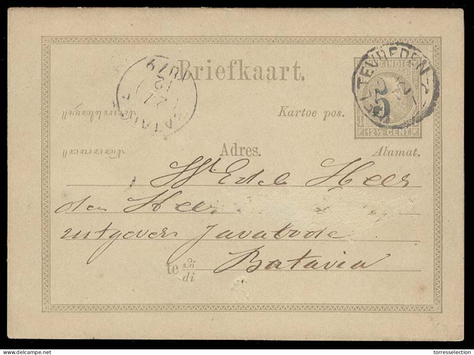 DUTCH INDIES. 1879 (27 Dec). Provisional Overprint. Weltevreden - Batavia. - Indonesia