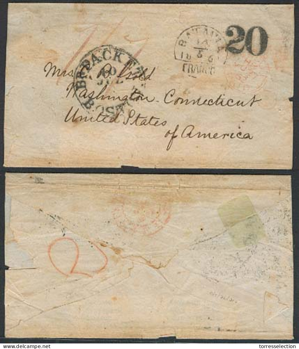 DUTCH INDIES. 1862 (14 May). Batavia - USA. Stampless Env Via London (27 June) + British Packet / Boston + 7sh / 7d + 20 - Indonesië