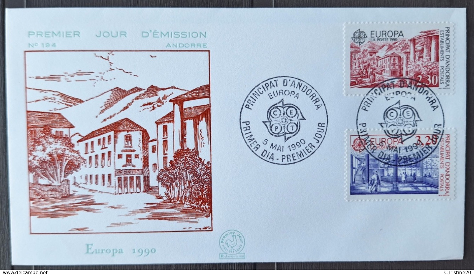 Andorre 1990 N°388/89 Ob Premier Jour Sur Lettre TB - Brieven En Documenten