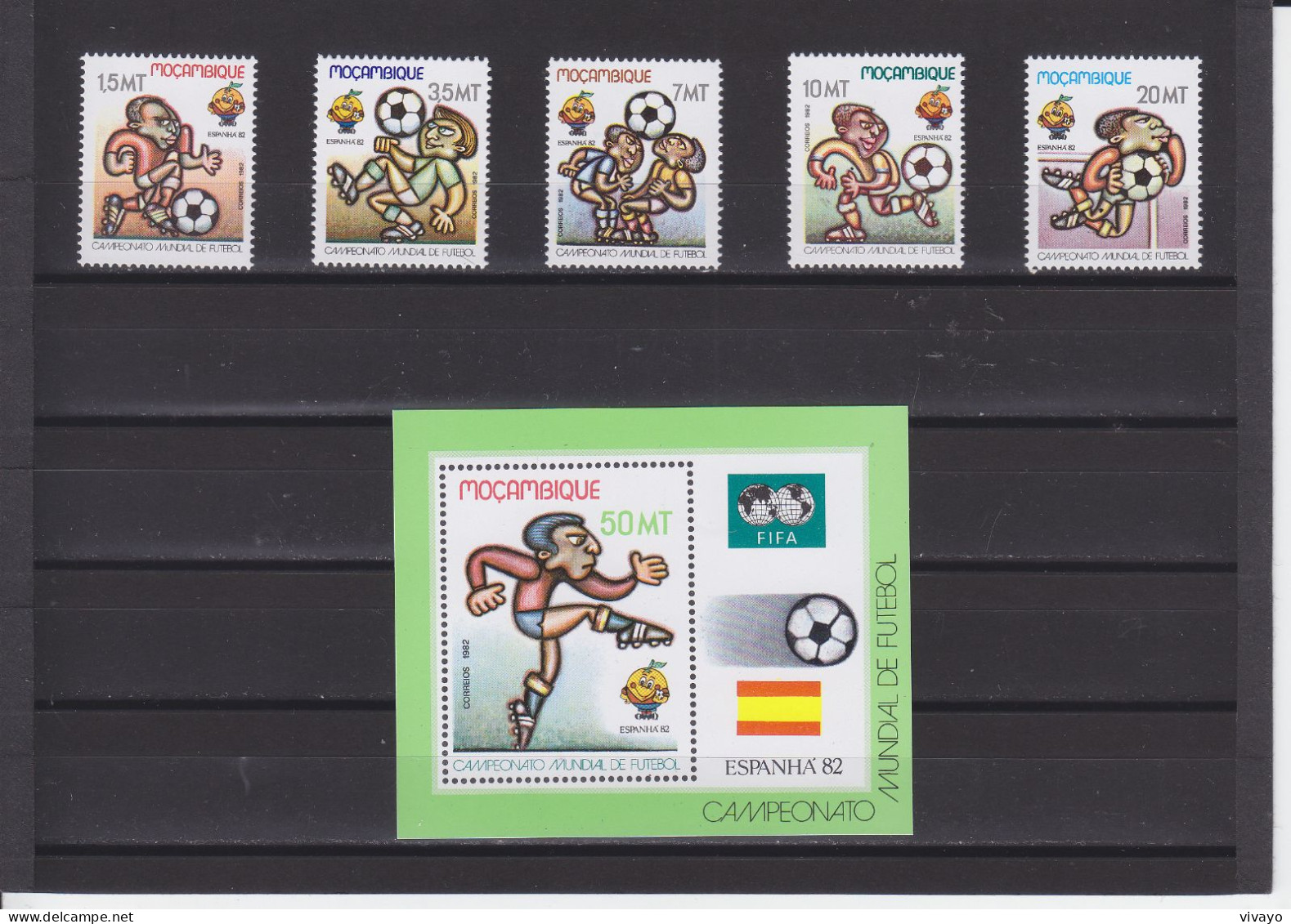 MOZAMBIQUE - 1982 - ** / MNH - FOOTBALL WORLD CUP SPAIN 1982 - Mi. 884/8 + Bl. 13 - 1982 – Spain