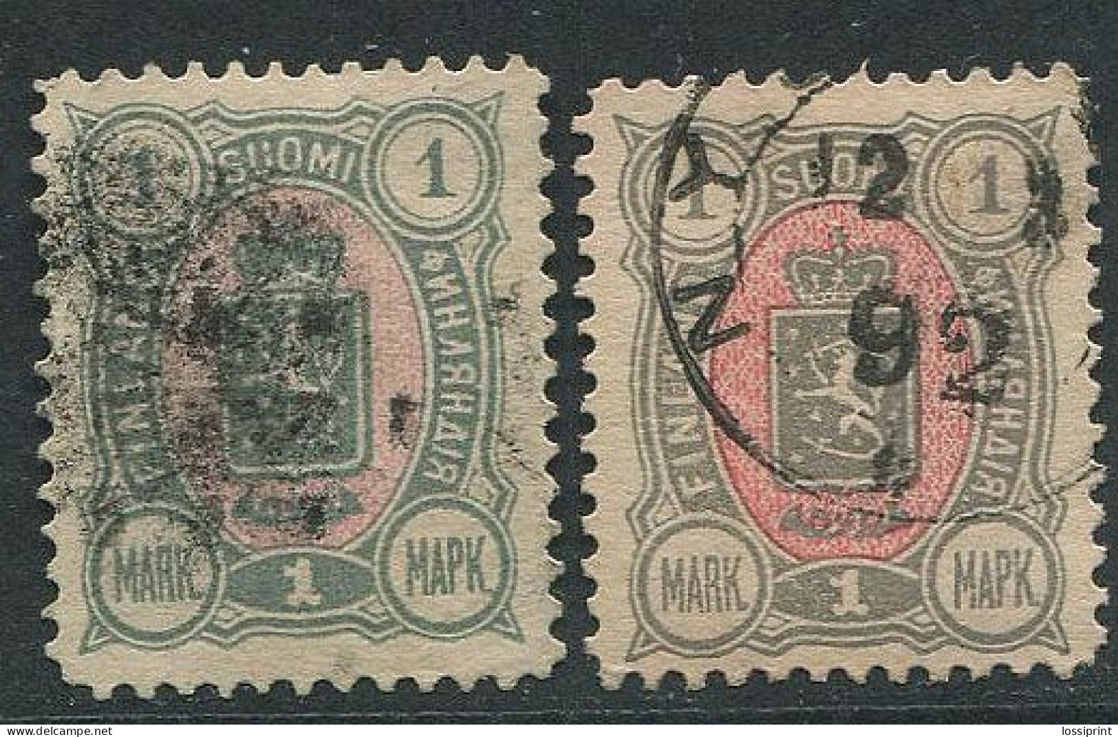 Finland:Russia:Used Stamps 1 Mark 1889/1890, Both Colours - Gebruikt