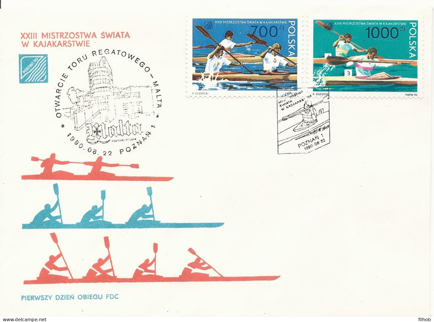 Poland (A268): FDC.3131-32 World Canoeing Championships Poznan 90 + Dat - FDC