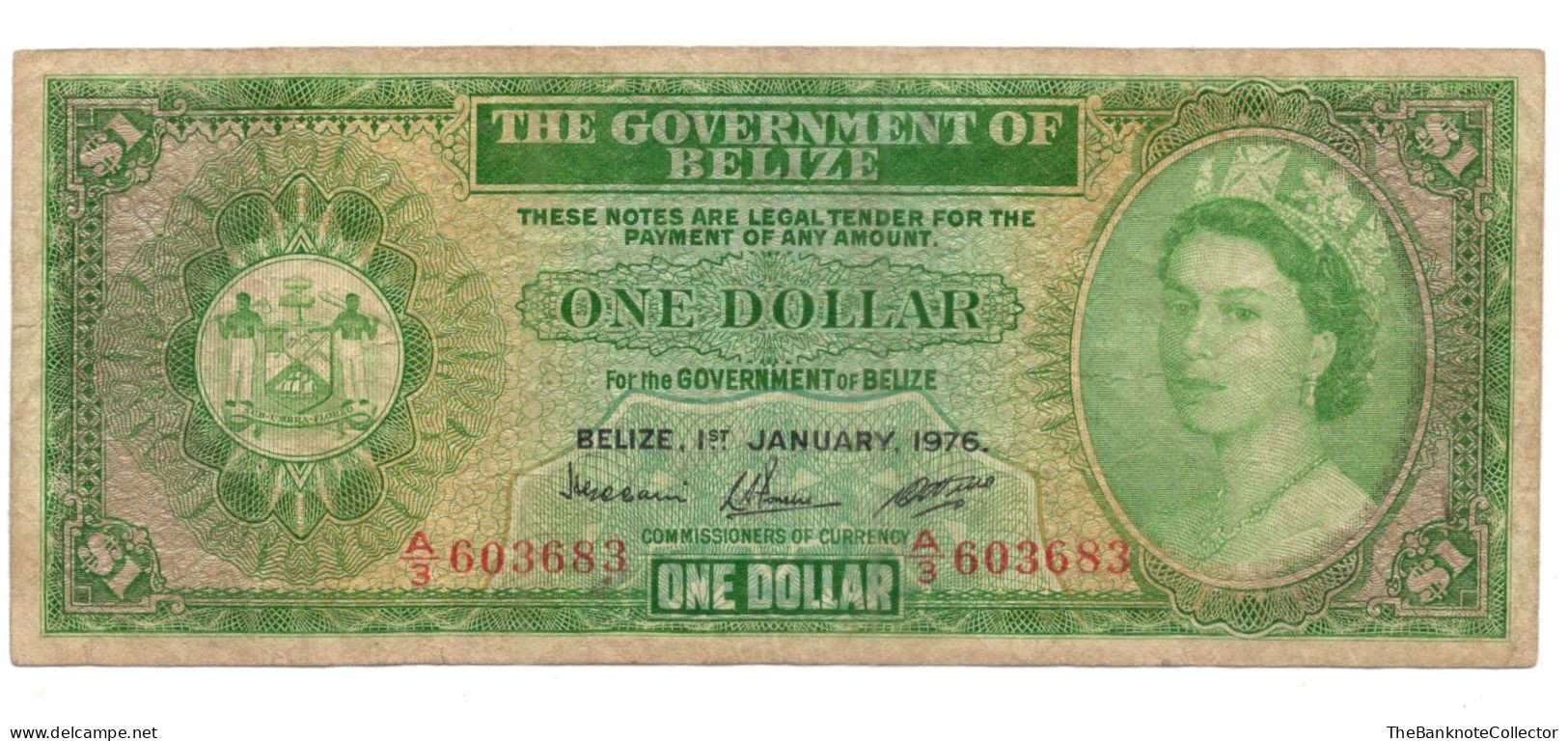 Belize 1 Dollar 1976 QEII P-33 Prefix A/3 Fine - Belize