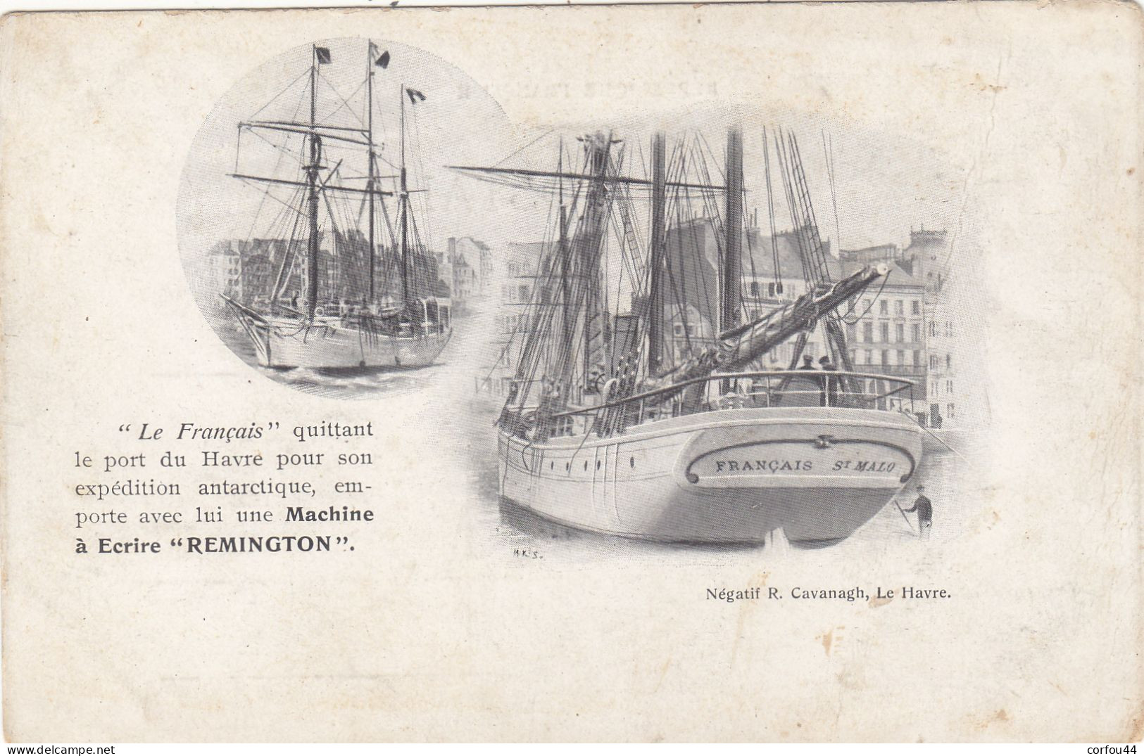 MISSION Océanographique CHARCOT : Le " Français" Au Havre - Publicité Machine à écrire Rémington.. - Missions